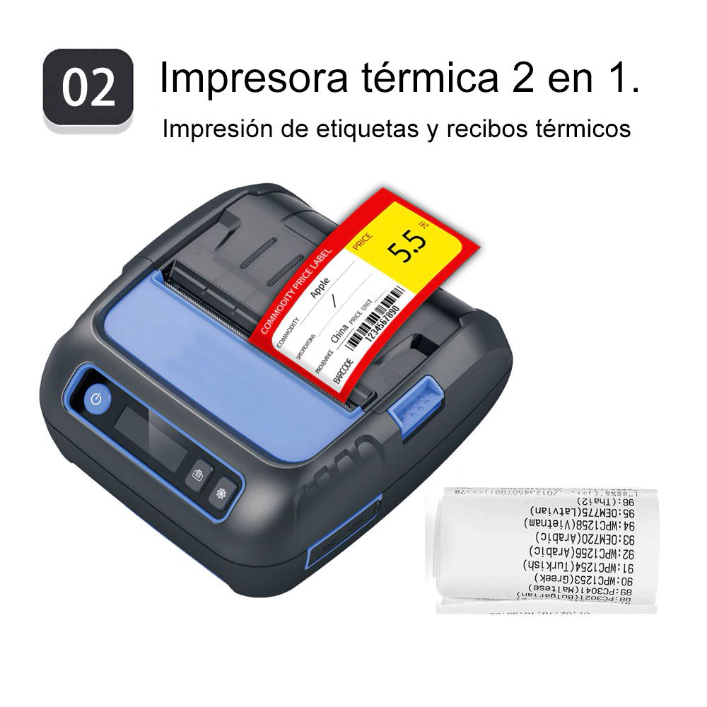 Impresora térmica de Impresora de etiquetas portátil pequeña pequeña de  57,5 mm Impresión de velocidad Compatible con el conjunto de coma Sunnimix  Impresora de recibos Bluetooth